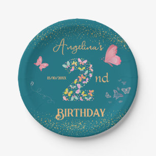 My butterfly is turning two: butterfly themed paper plate