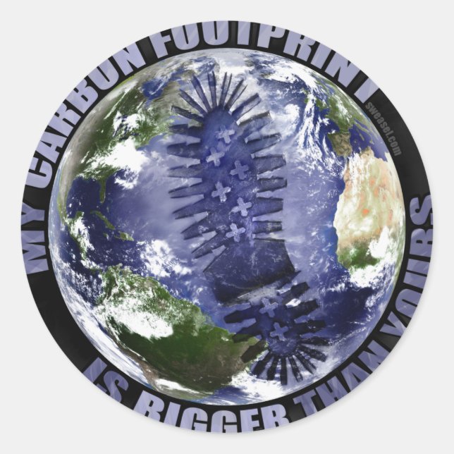 My carbon footprint is bigger than yours! stickers (Front)