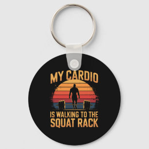 My Cardio Is Walking To The Squat Rack Retro Gym P Key Ring