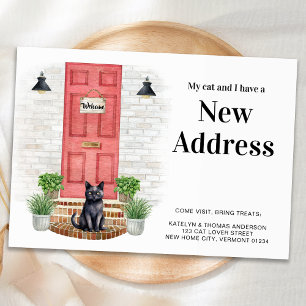 My Cat and I New Address Black Cat Door Moving  Announcement