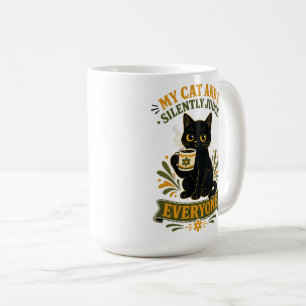 My Cat And I Silently Judge Everyone Funny Retro Coffee Mug