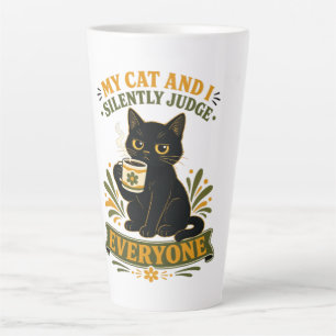My Cat And I Silently Judge Everyone Funny Retro Latte Mug