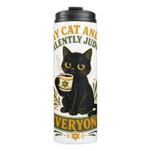 My Cat And I Silently Judge Everyone Funny Retro Thermal Tumbler