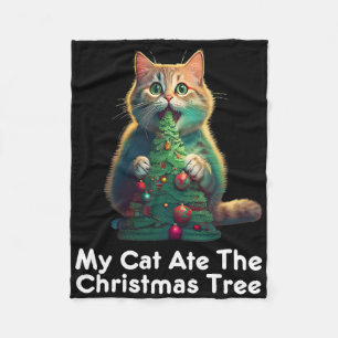My Cat Ate The Christmas Tree - Festive Holiday Ap Fleece Blanket
