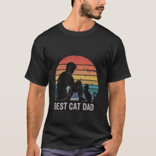 My Cat Dad Hero Retro Sunset Cool Best Cat Dad T-Shirt