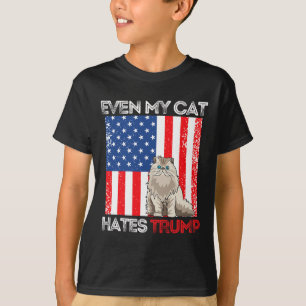 My Cat Hates Trump Against Trump American Flag Ret T-Shirt
