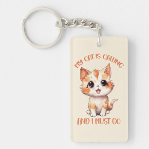 My Cat Is Calling Cute Orange Cat Key Ring