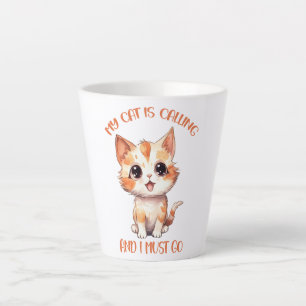 My Cat Is Calling Cute Orange Cat Latte Mug
