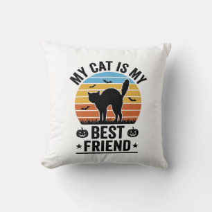 My Cat Is My Best Friend Vintage Cat Shirt Design_ Cushion