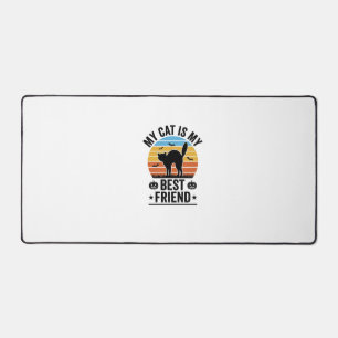 My Cat Is My Best Friend Vintage Cat Shirt Design_ Desk Mat