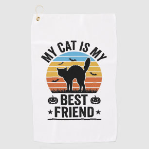 My Cat Is My Best Friend Vintage Cat Shirt Design_ Golf Towel