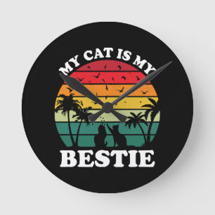 My Cat Is My Bestie Round Clock