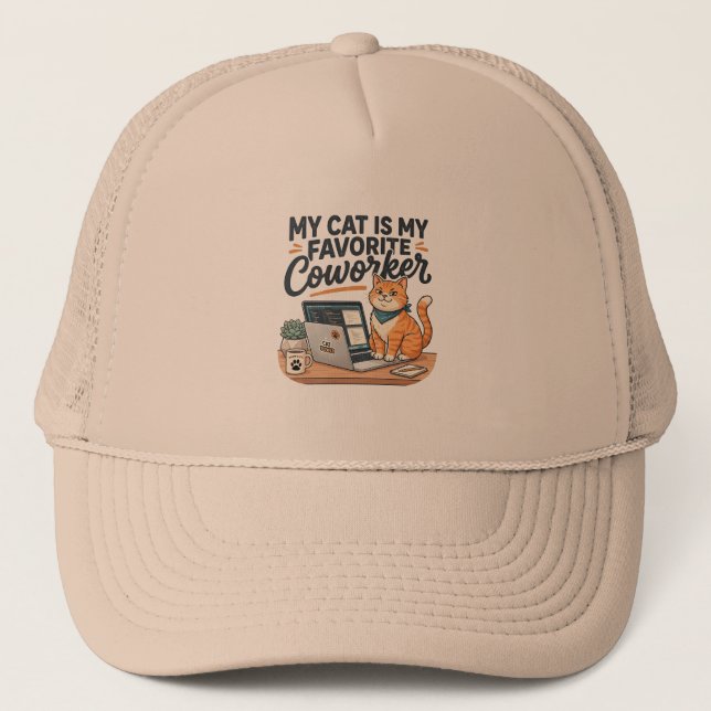My Cat Is My Favorite Co-worker Trucker Hat (Front)