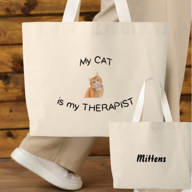 My Cat is my therapist Large Tote Bag (Creator Uploaded)