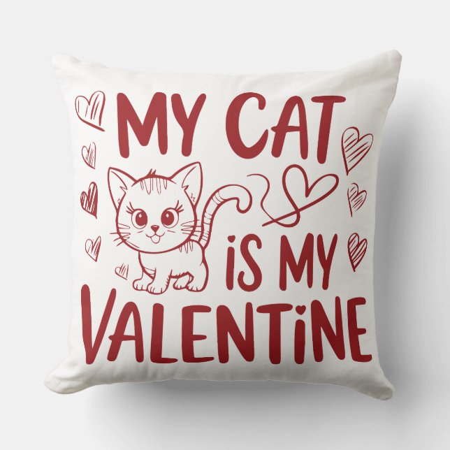 My Cat is My Valentine Cushion (Front)