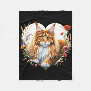 My Cat Is My Valentine Cute Orange Maine Coon Cat Fleece Blanket