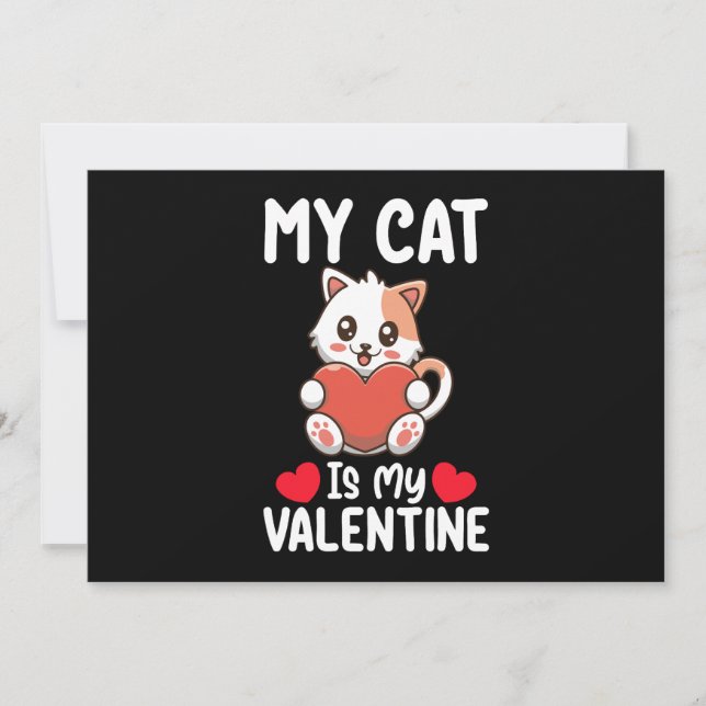 My Cat Is My Valentine Day Funny Pet Lovers Invitation (Front)