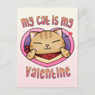 My Cat is My Valentine Orange Tabby Holiday Postcard