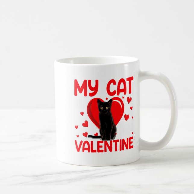My Cat Is My Valentine Paw Heart Cat Owner Valenti Coffee Mug (Right)