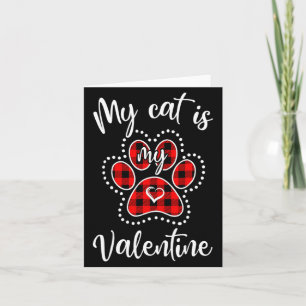 My Cat Is My Valentine Red Plaid Cat Lover Valenti Card
