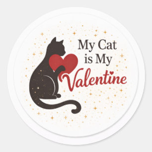 My Cat is My Valentine Sticker – Cat Silhouette