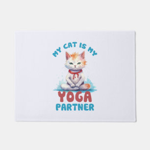 My Cat Is My Yoga Partner (2) Doormat