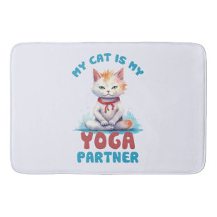 My Cat Is My Yoga Partner -Adorable Meditating Cat Bath Mat