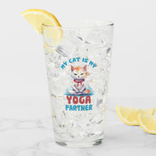 My Cat Is My Yoga Partner -Adorable Meditating Cat Glass