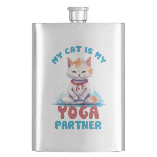My Cat Is My Yoga Partner -Adorable Meditating Cat Hip Flask
