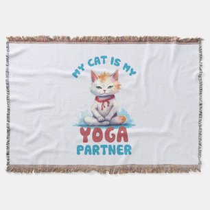 My Cat Is My Yoga Partner -Adorable Meditating Cat Throw Blanket