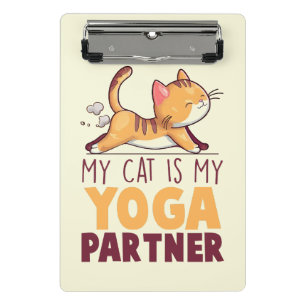 My Cat Is My Yoga Partner – Stretching Cat Mini Clipboard