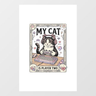 My Cat Is Player Two Cat Gamer Tech Vintage Vector