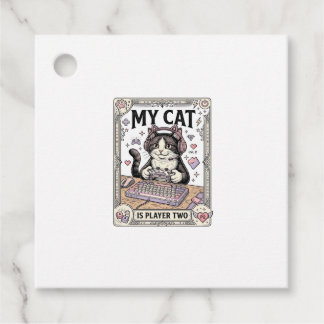 My Cat Is Player Two Cat Gamer Tech Vintage Vector Favour Tags
