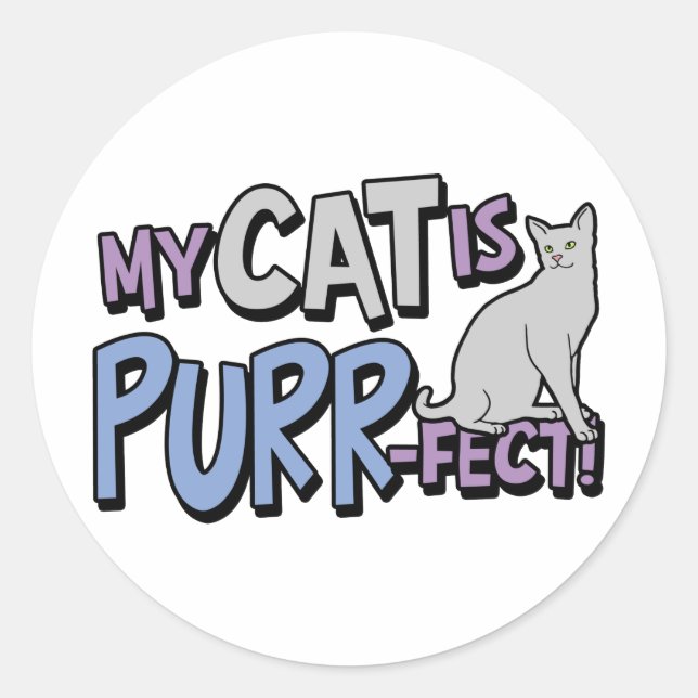 My Cat Is Purr-fect Classic Round Sticker (Front)