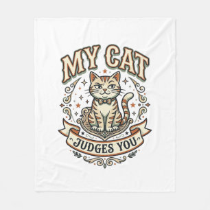 My Cat Judges You Cat Sarcasm Attitude Vintage Vec Fleece Blanket