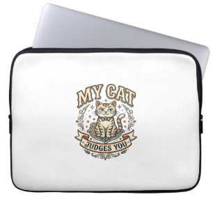 My Cat Judges You Cat Sarcasm Attitude Vintage Vec Laptop Sleeve