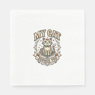 My Cat Judges You Cat Sarcasm Attitude Vintage Vec Napkin