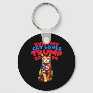My Cat Loves Trump 2024 Key Ring