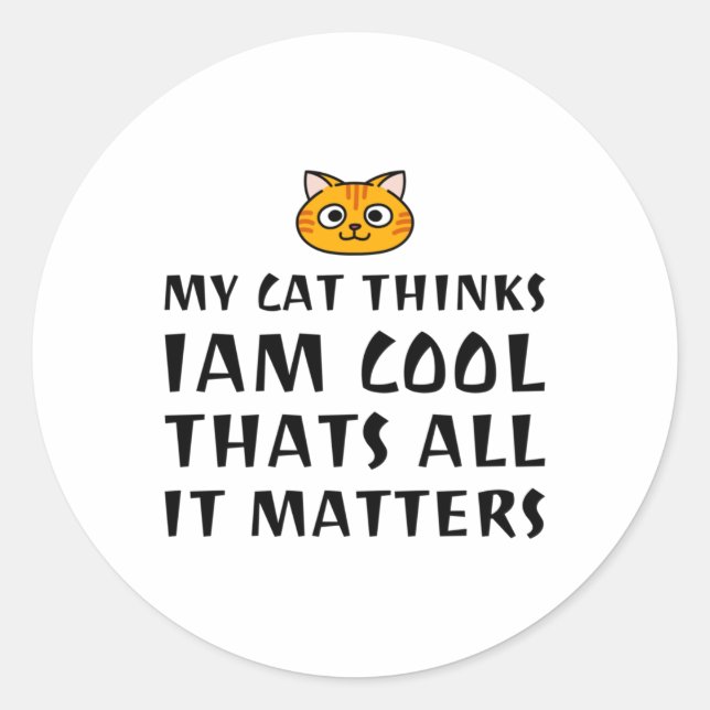 My Cat Thinks I’m Cool  Classic Round Sticker (Front)