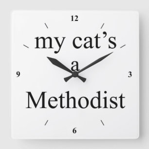 My Cat's a Methodist Square Wall Clock