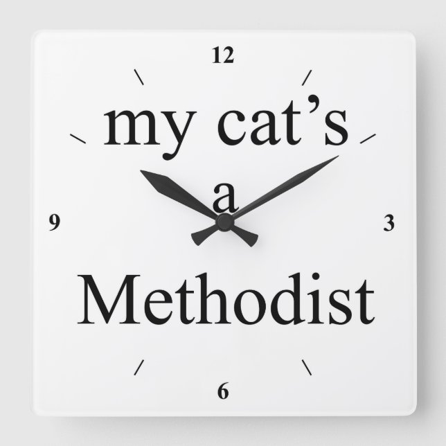 My Cat's a Methodist Square Wall Clock (Front)