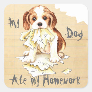 My Cavalier Ate My Homework Square Sticker