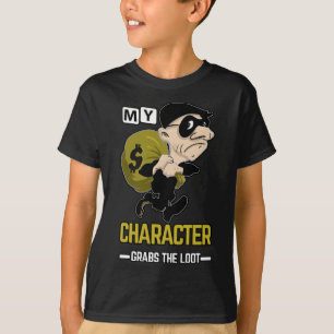 My character grabs the loot childs shirt