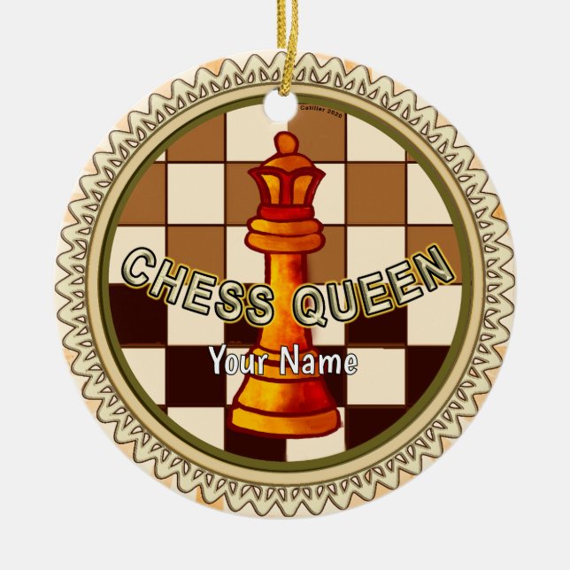 My Chess Queen  Ceramic Tree Decoration (Front)