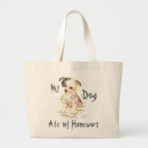 My Chinese Crested Ate My Homework Large Tote Bag