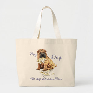 My Chinese Shar-Pei Ate My Lesson Plan Large Tote Bag