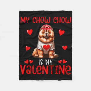 My Chow Chow Is My Valentine Hearts Costume Single Fleece Blanket