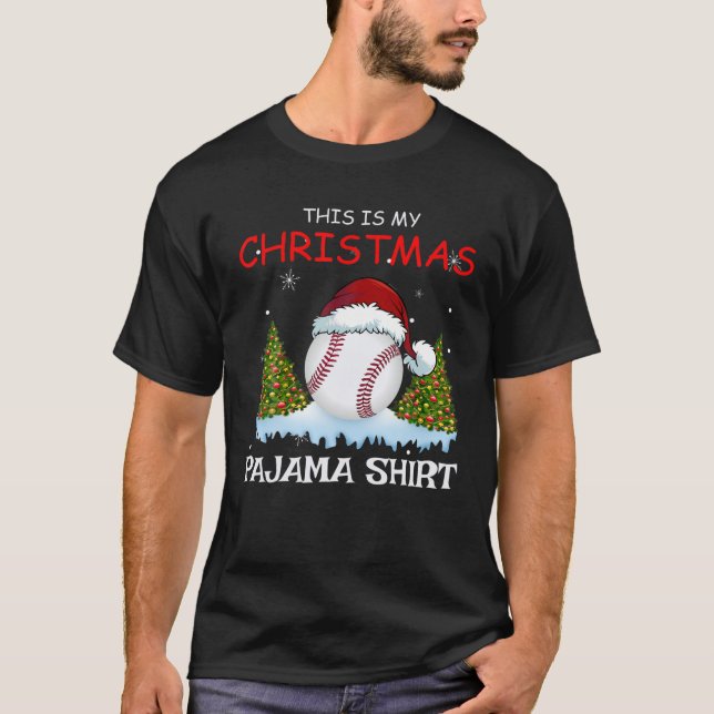 My Christmas Baseball Ball Pajama Funny Baseball X T-Shirt (Front)