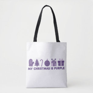 My Christmas is Purple Holiday Xmas Tote Bag