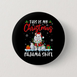 My Christmas Pajama Santa Cat Animals Xmas Lights 6 Cm Round Badge